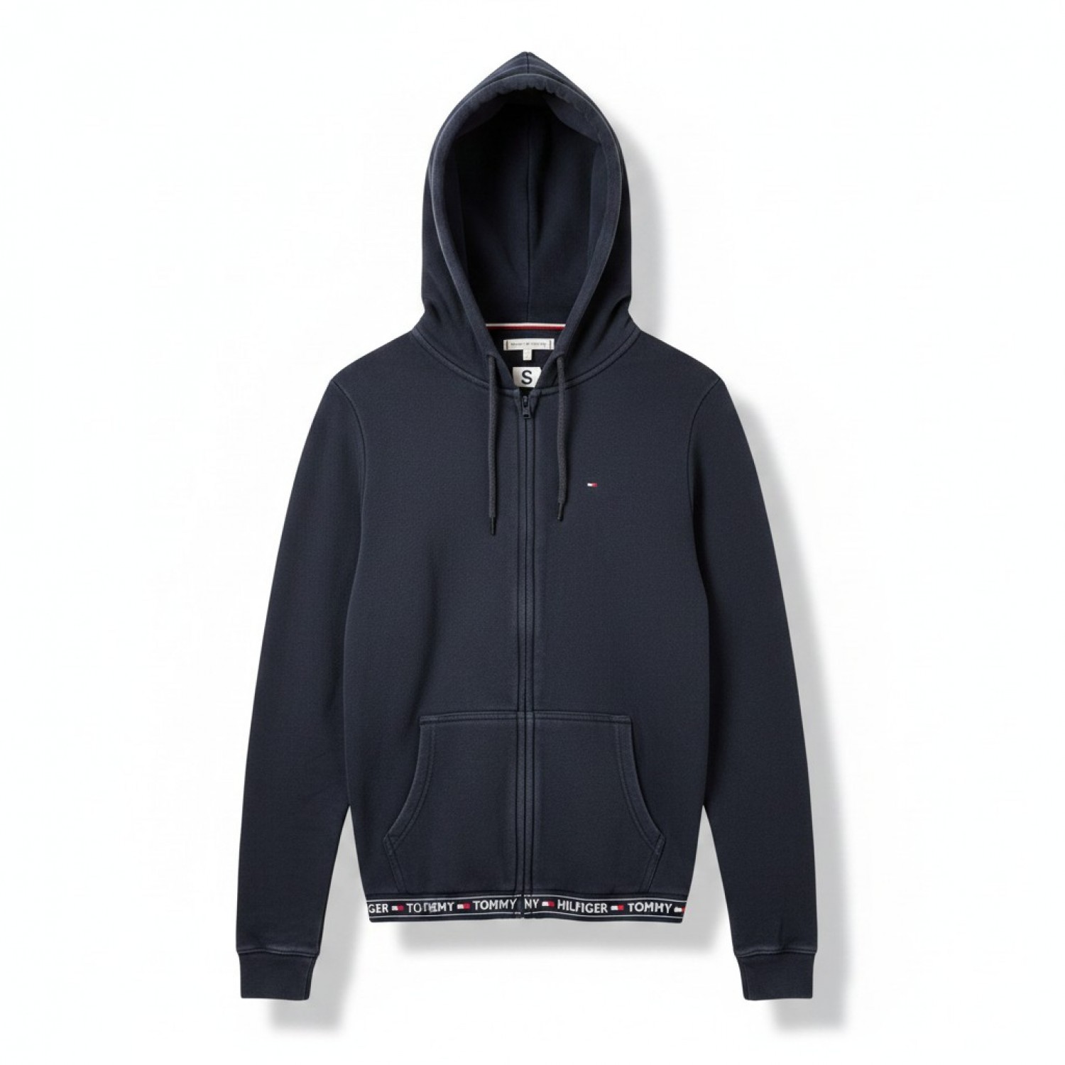 Tommy Hilfiger Logo Tape Full Zip Hoodie – Navy / Pre-Owned