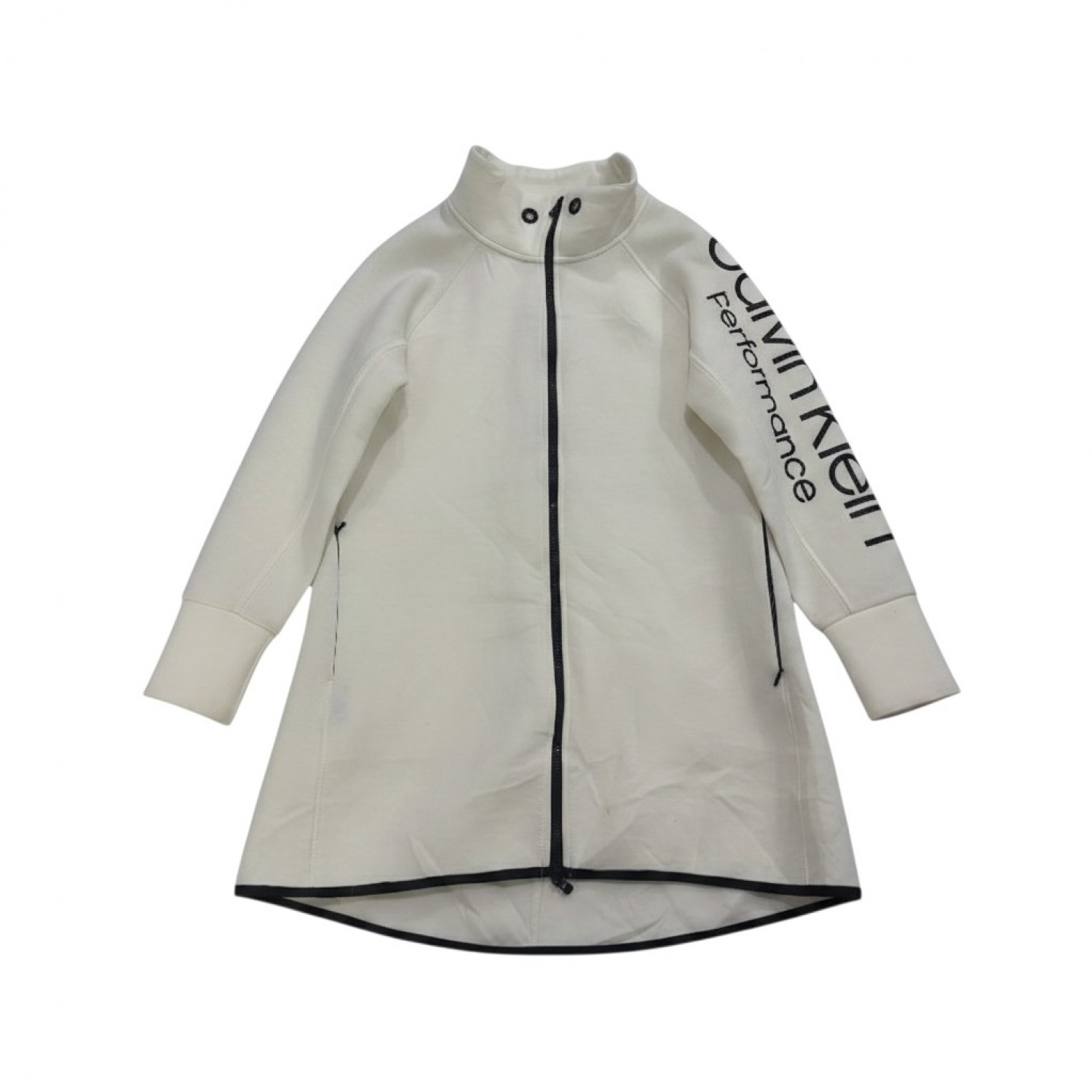 Calvin Klein Performance Long Zip Jacket Εκρού / Λευκό – Μαύρες Λεπτομέρειες / Pre-Owned