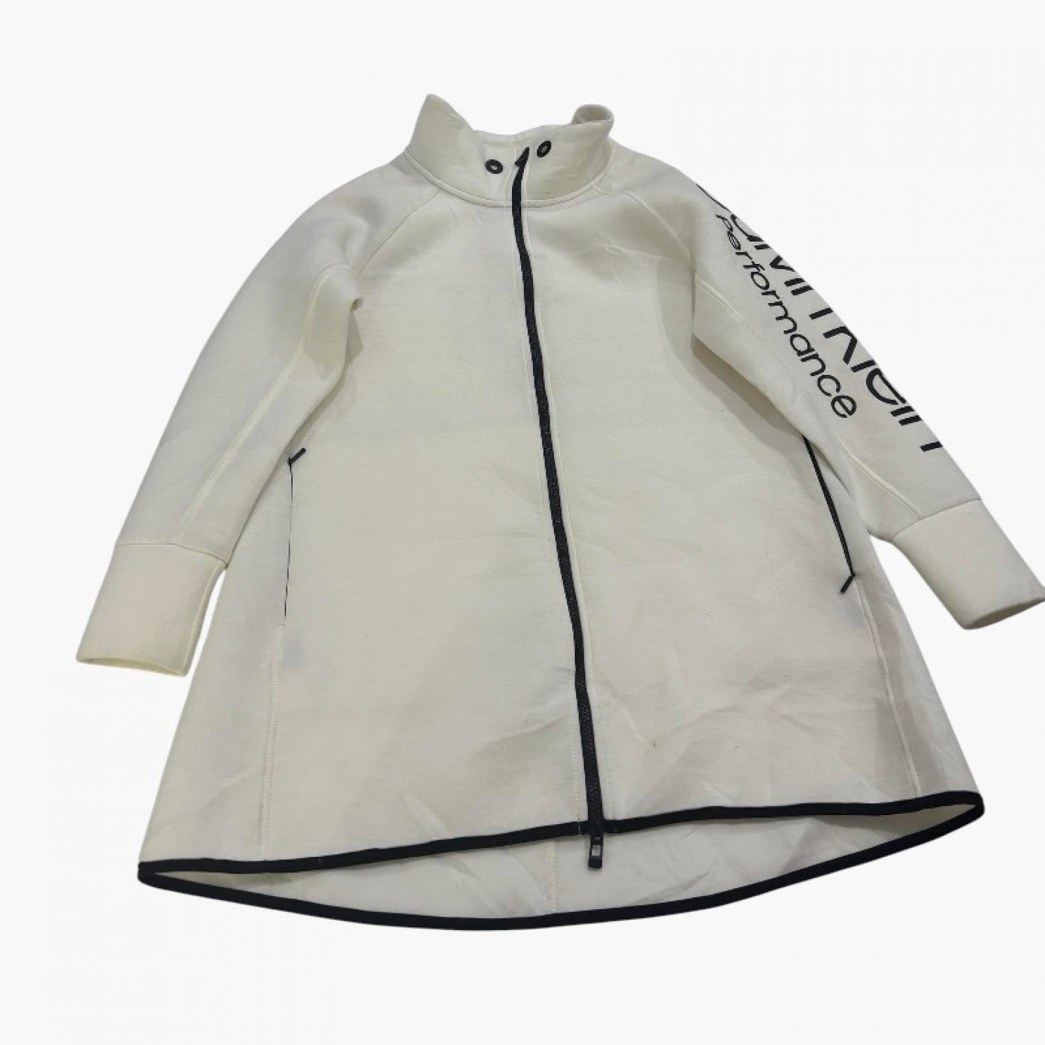 Calvin Klein Performance Long Zip Jacket Εκρού / Λευκό – Μαύρες Λεπτομέρειες / Pre-Owned