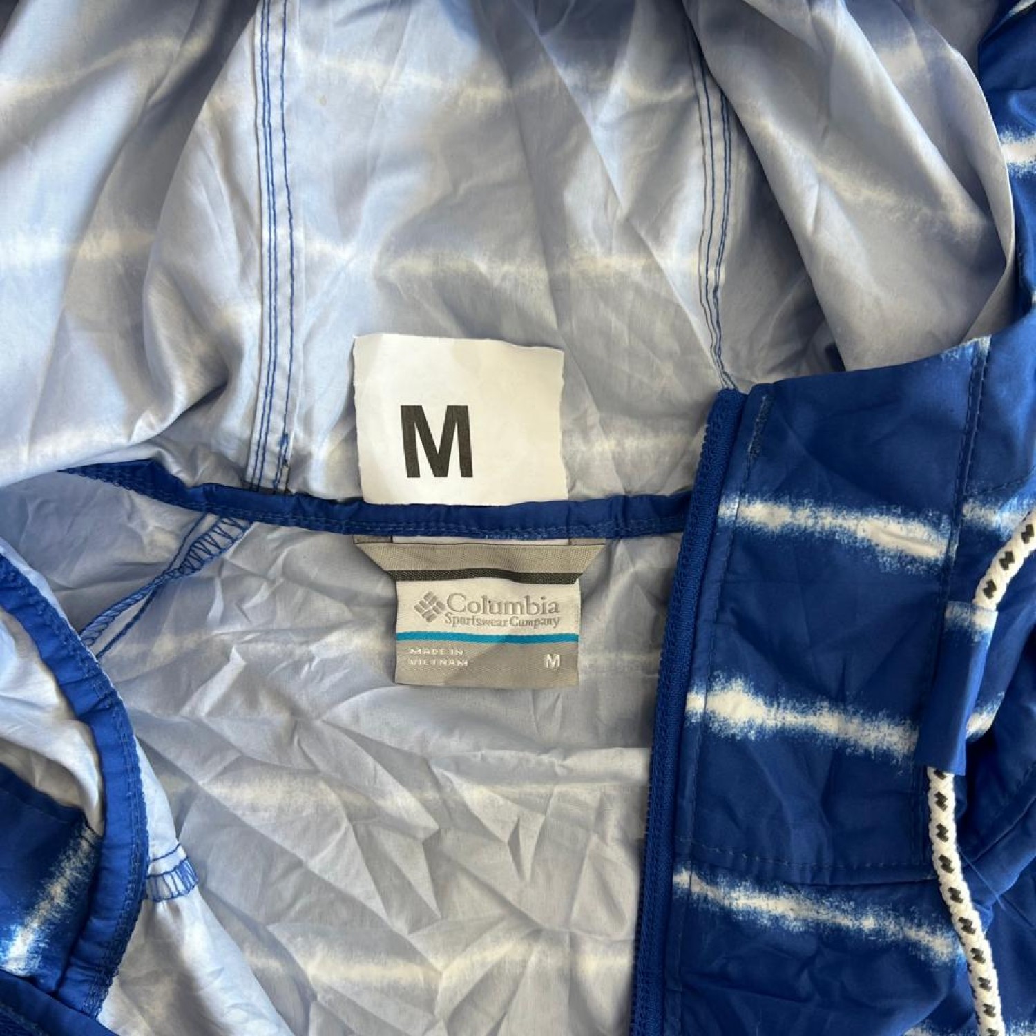 Columbia  Blue Striped Hooded Jacket | M / Pre-Owned