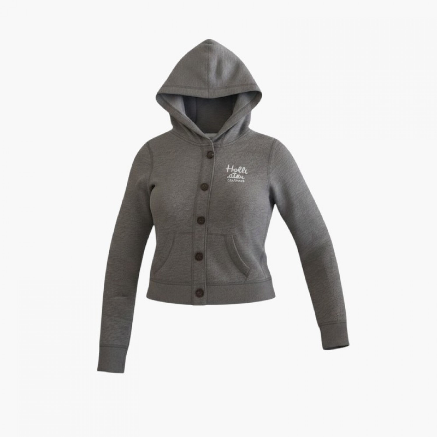 Hollister Γυναικεία Ζακέτα Hoodie Γκρι με Κουμπιά / Pre-Owned