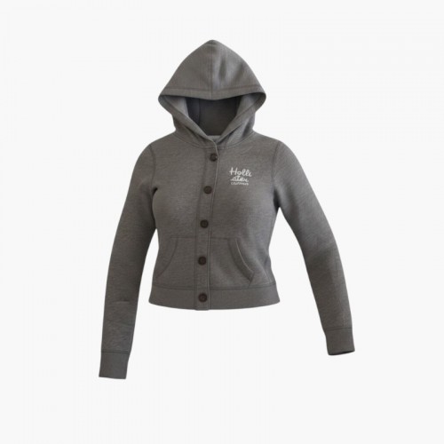 Hollister Γυναικεία Ζακέτα Hoodie Γκρι με Κουμπιά / Pre-Owned