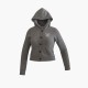 Hollister Γυναικεία Ζακέτα Hoodie Γκρι με Κουμπιά / Pre-Owned