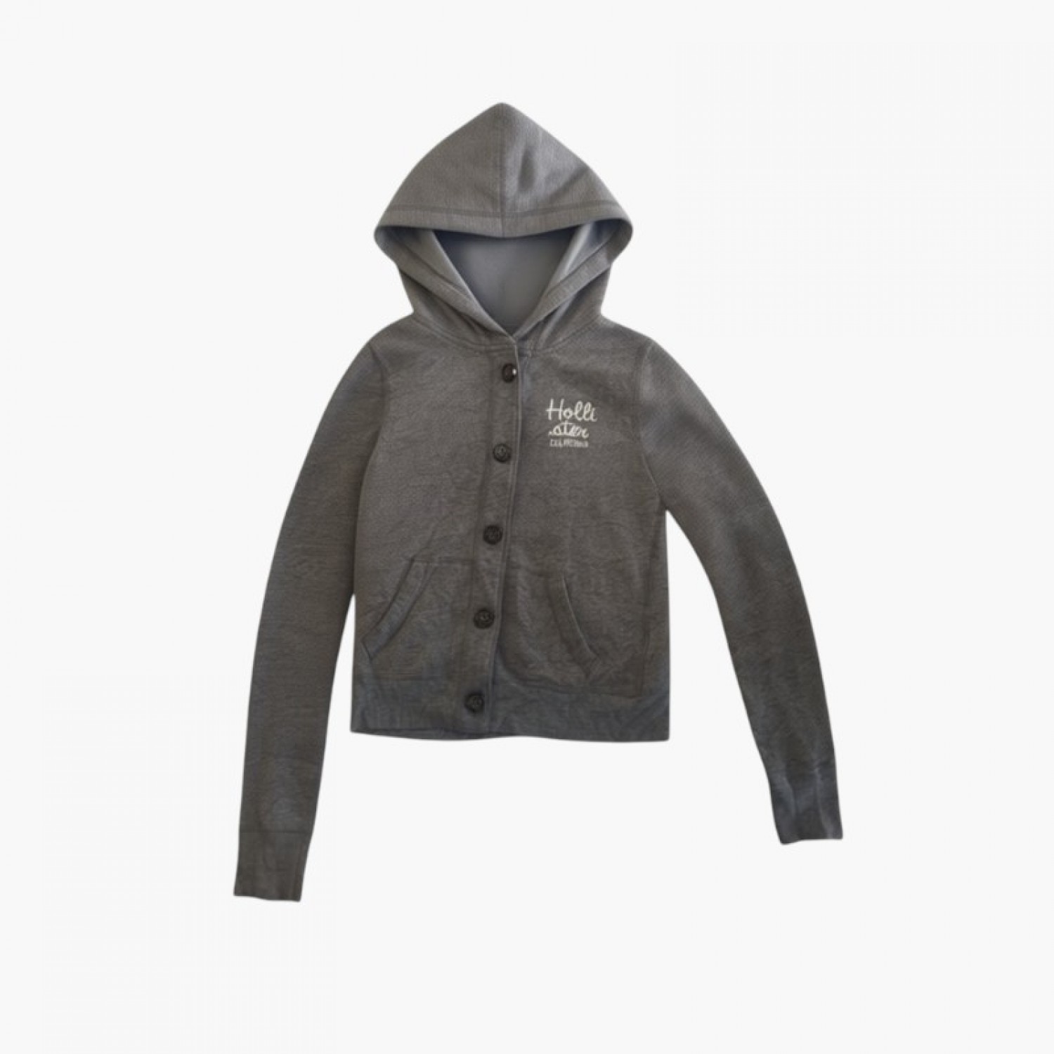 Hollister Γυναικεία Ζακέτα Hoodie Γκρι με Κουμπιά / Pre-Owned