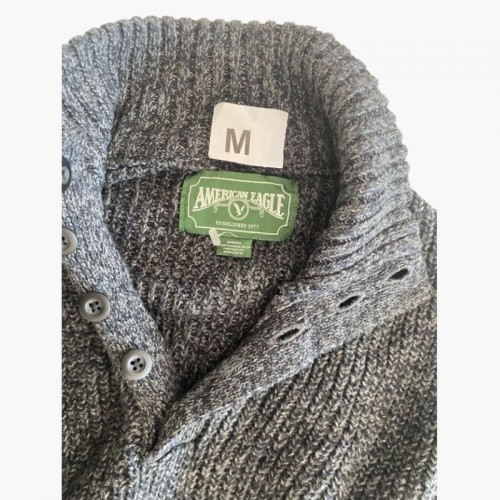 American Eagle - Πλεκτό Πουλόβερ με Ψηλό Γιακά & Κουμπιά – Ανθρακί / Pre-Owned