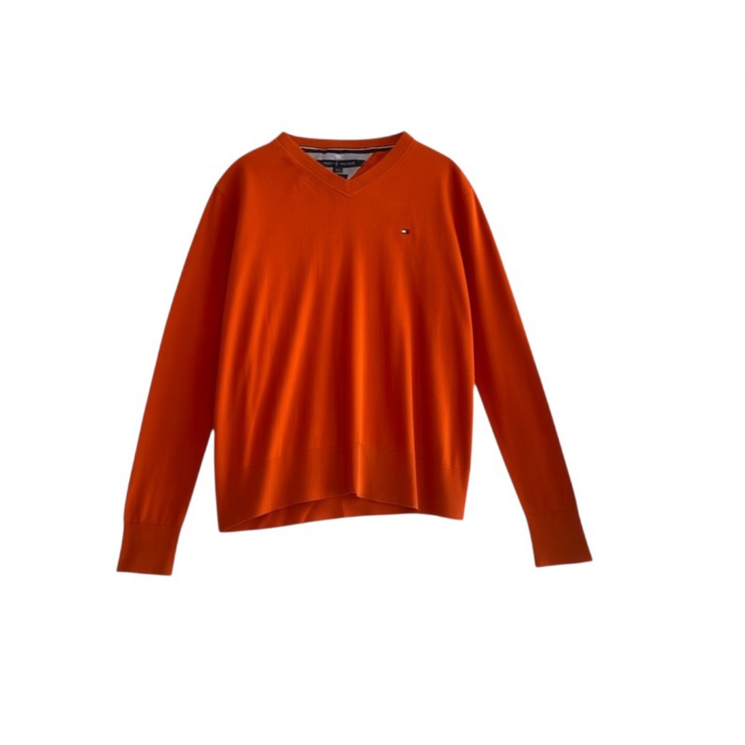 Tommy Hilfiger V-Neck Πλεκτό Πουλόβερ – Πορτοκαλί / Pre-Owned