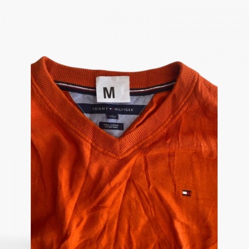 Tommy Hilfiger V-Neck Πλεκτό Πουλόβερ – Πορτοκαλί / Pre-Owned