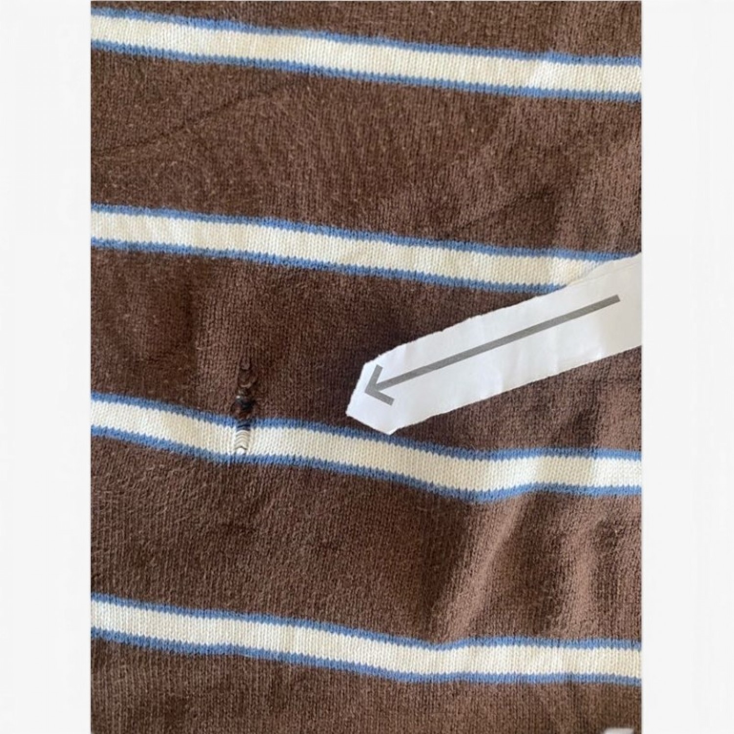 Tommy Hilfiger Ριγέ Crew Neck Πουλόβερ – Καφέ / Εκρού / Pre-Owned