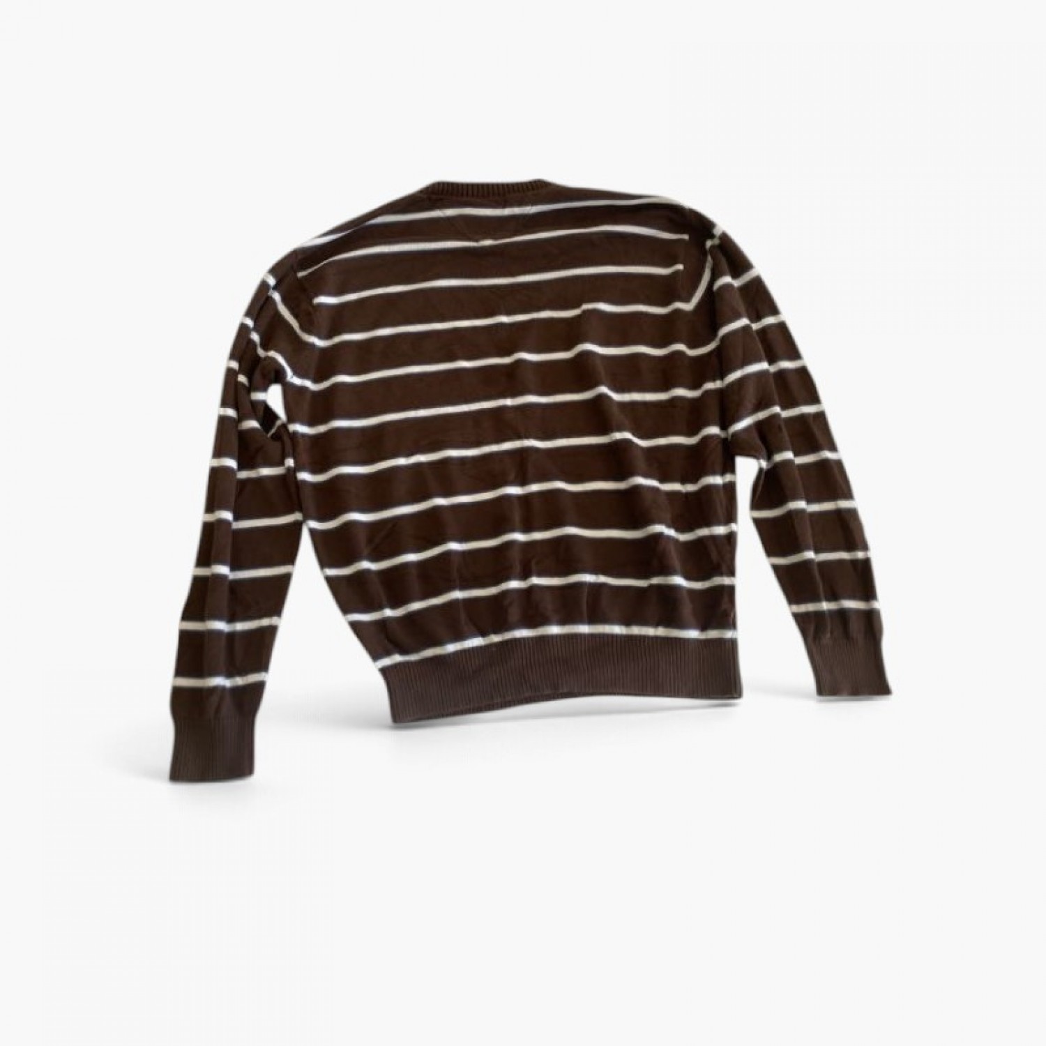 Tommy Hilfiger Ριγέ Crew Neck Πουλόβερ – Καφέ / Εκρού / Pre-Owned