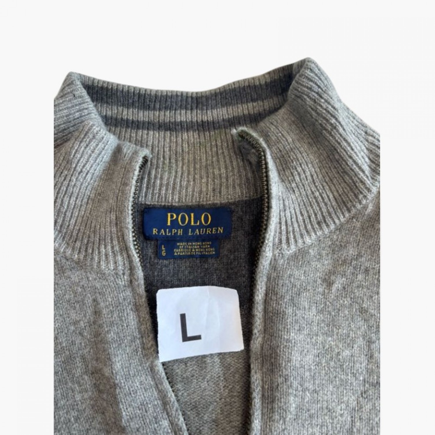 Polo Ralph Lauren Πλεκτό Half-Zip Πουλόβερ – Γκρι – L / Pre-Owned