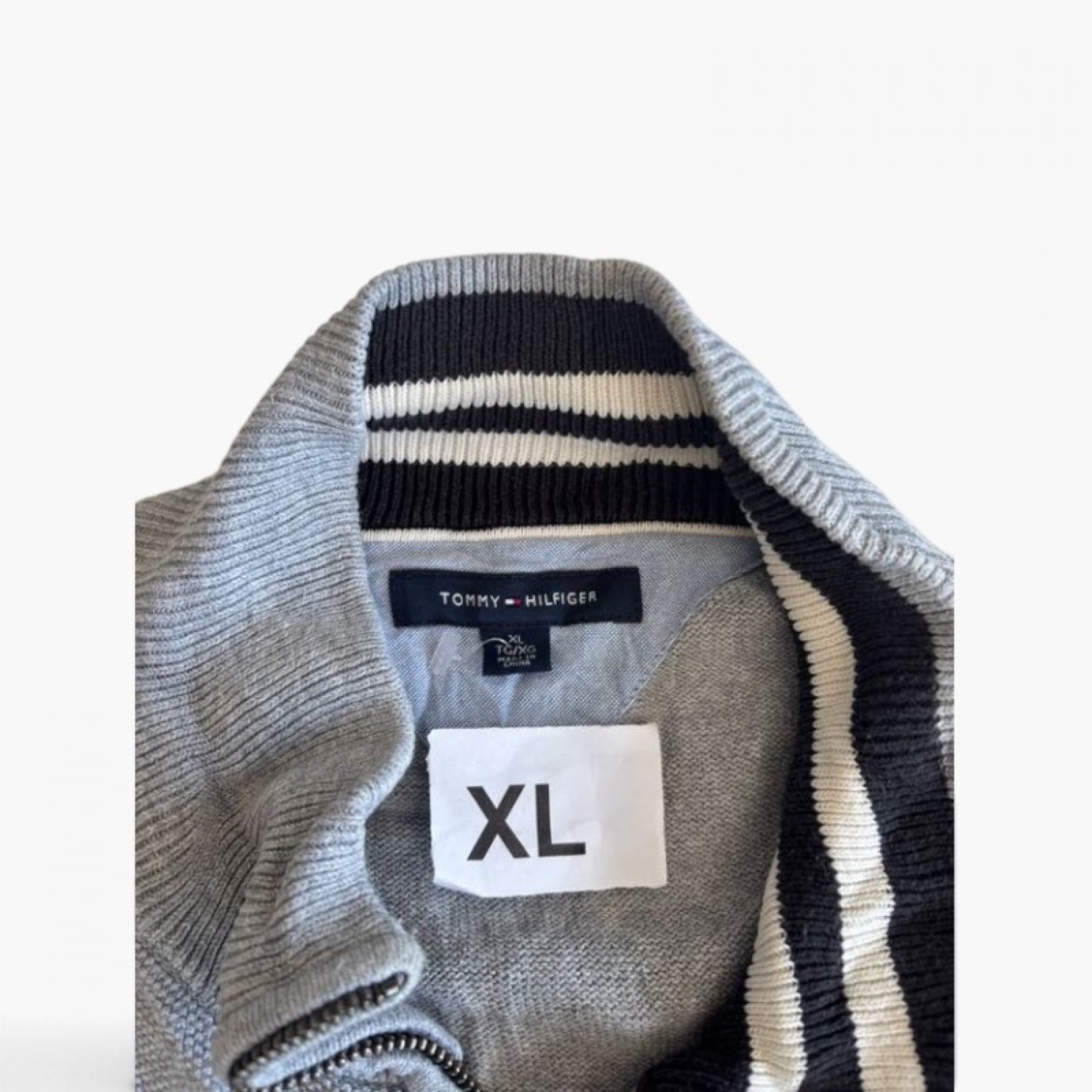Tommy Hilfiger Πλεκτή Ζακέτα Full-Zip – Γκρι – XL / Pre-Owned