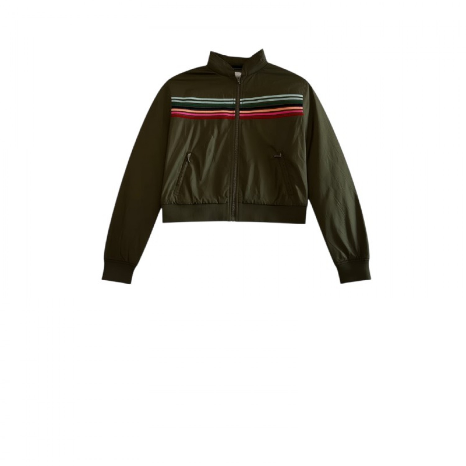 Ben Sherman Striped Bomber Jacket – Χακί – L / Pre-Owned