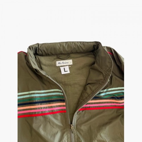 Ben Sherman Striped Bomber Jacket – Χακί – L / Pre-Owned
