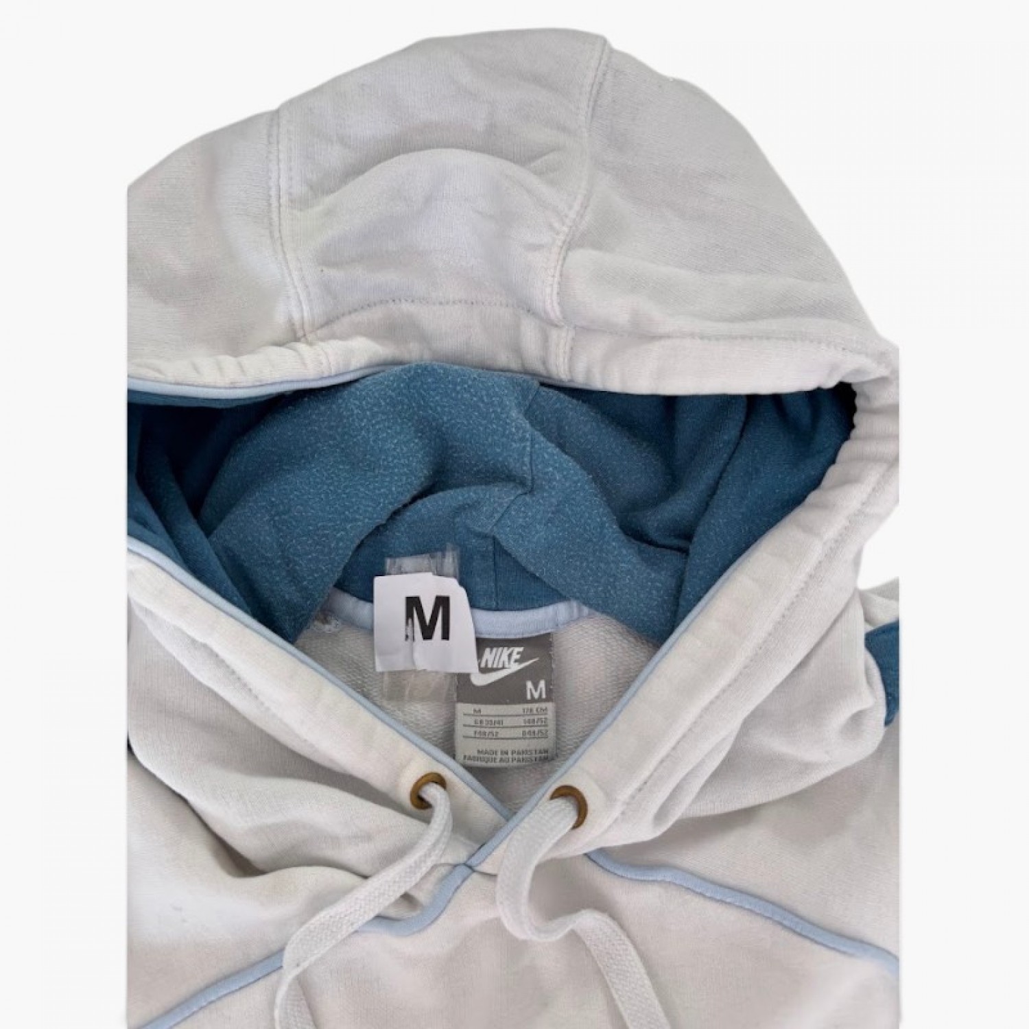 Nike Ανδρικό Hoodie Λευκό με Μπλε Λεπτομέρειες – Μέγεθος M / Pre-Owned
