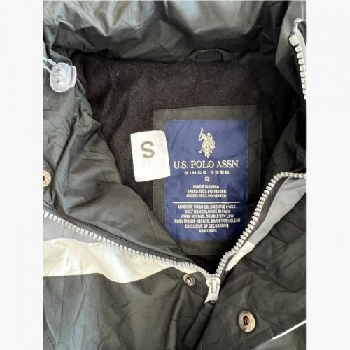 U.S. Polo Assn. Hooded Windbreaker Jacket – Μαύρο / Γκρι – S / Pre-Owned