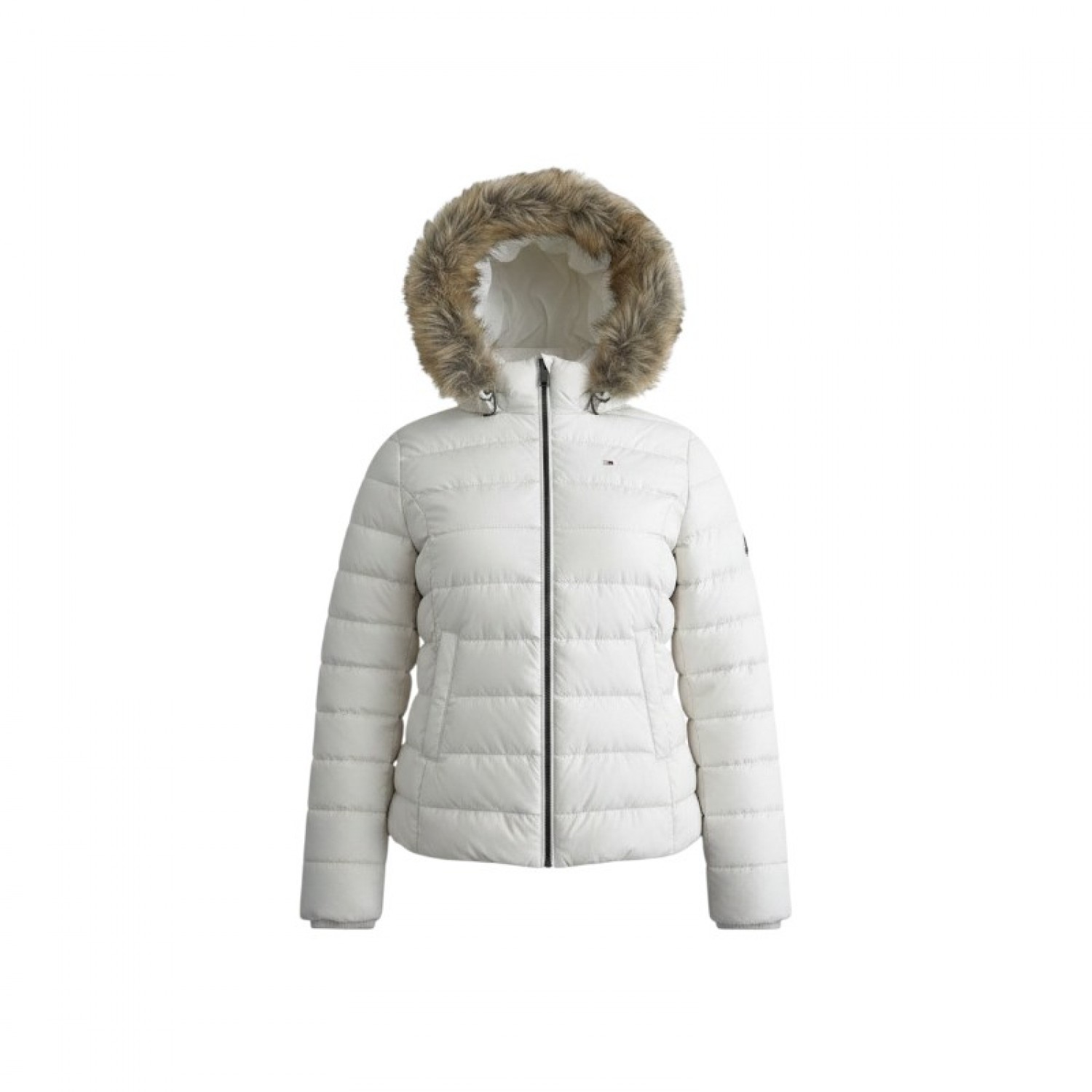 Tommy Jeans Faux Fur Hooded Puffer Jacket – Λευκό – XL / Pre-Owned