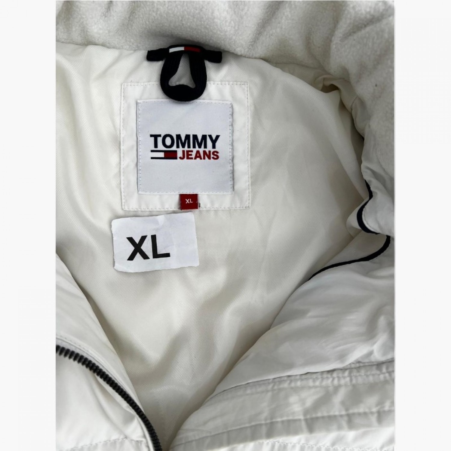 Tommy Jeans Faux Fur Hooded Puffer Jacket – Λευκό – XL / Pre-Owned