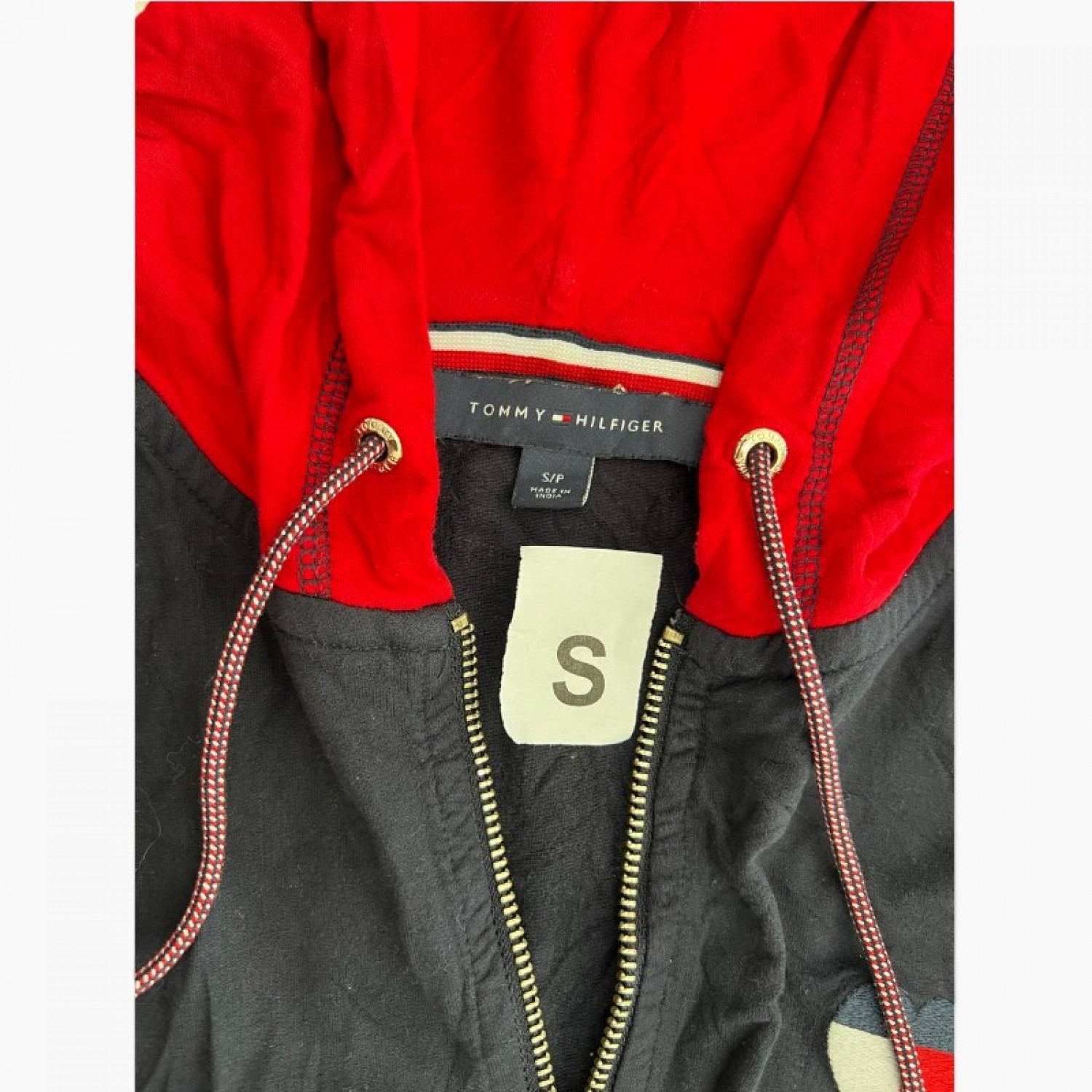 Tommy Hilfiger Colorblock Hooded Zip Jacket – Navy / Γκρι / Κόκκινο – S / Pre-Owned