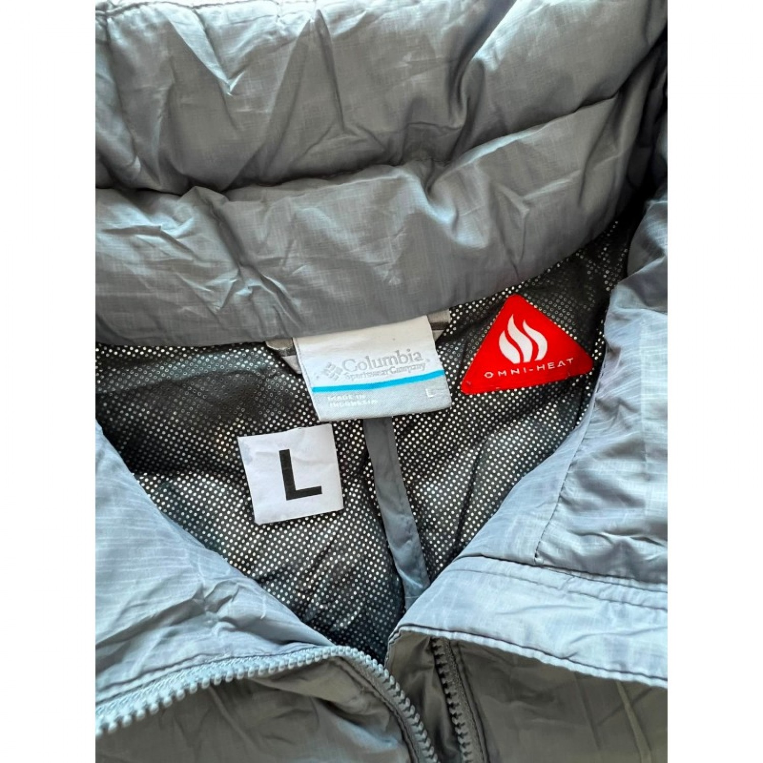 Columbia Omni-Heat Grey Chevron Insulated Jacket — Size L / Pre-Owned