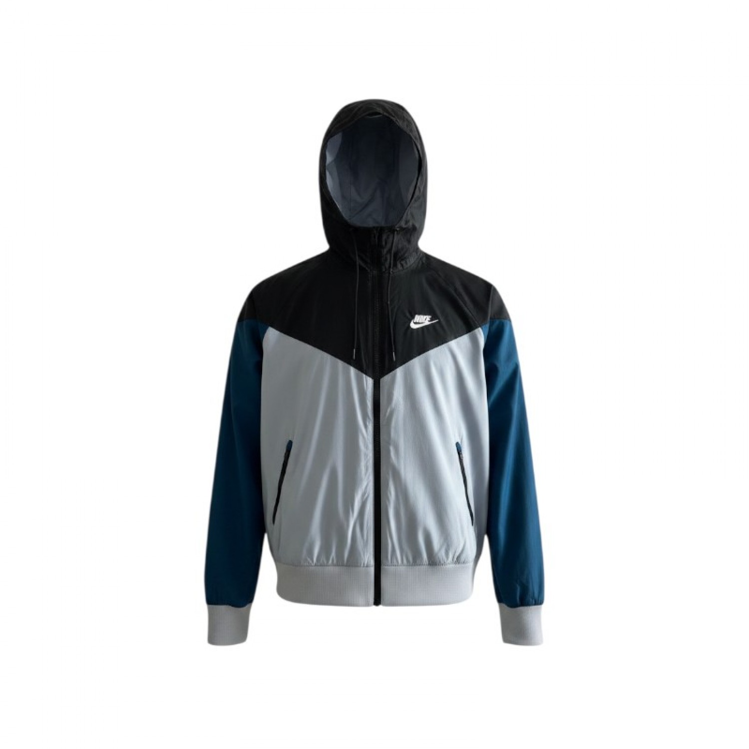 Nike Αντιανεμικό Μπουφάν με Κουκούλα Colorblock Γκρι/Μαύρο/Μπλε – Μέγεθος M / Pre-Owned