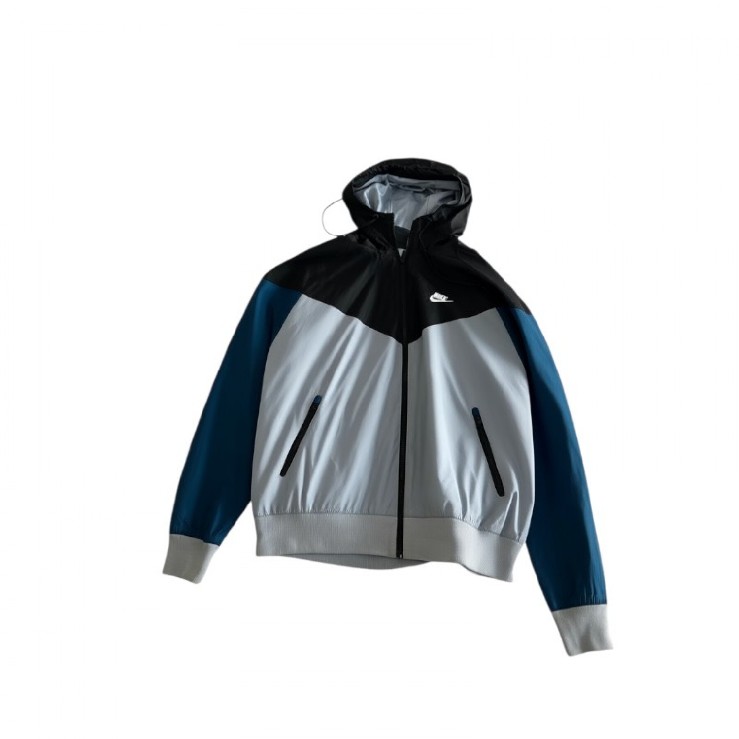 Nike Αντιανεμικό Μπουφάν με Κουκούλα Colorblock Γκρι/Μαύρο/Μπλε – Μέγεθος M / Pre-Owned