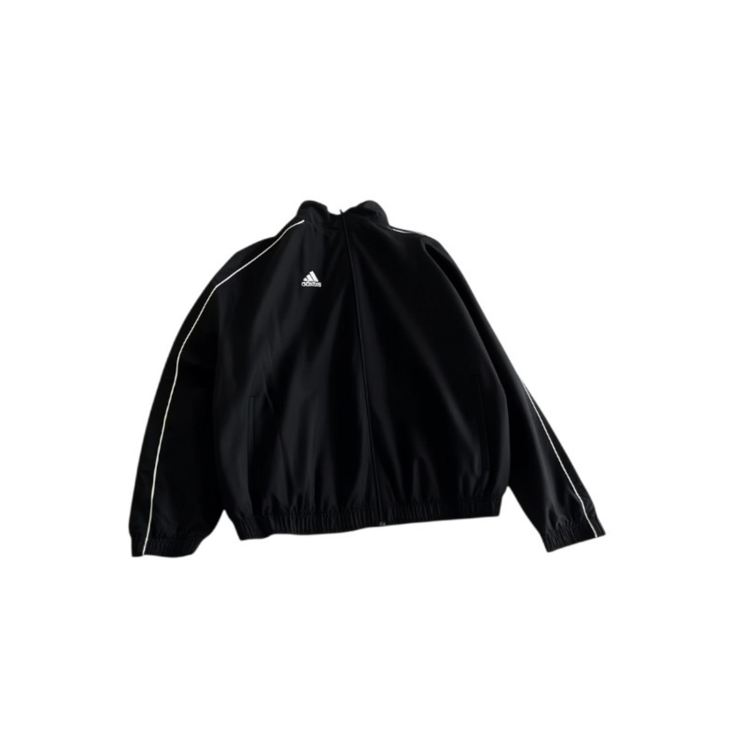 Adidas Μαύρο Αντιανεμικό Track Jacket με Λευκές Λεπτομέρειες – Μέγεθος L / Pre-Owned