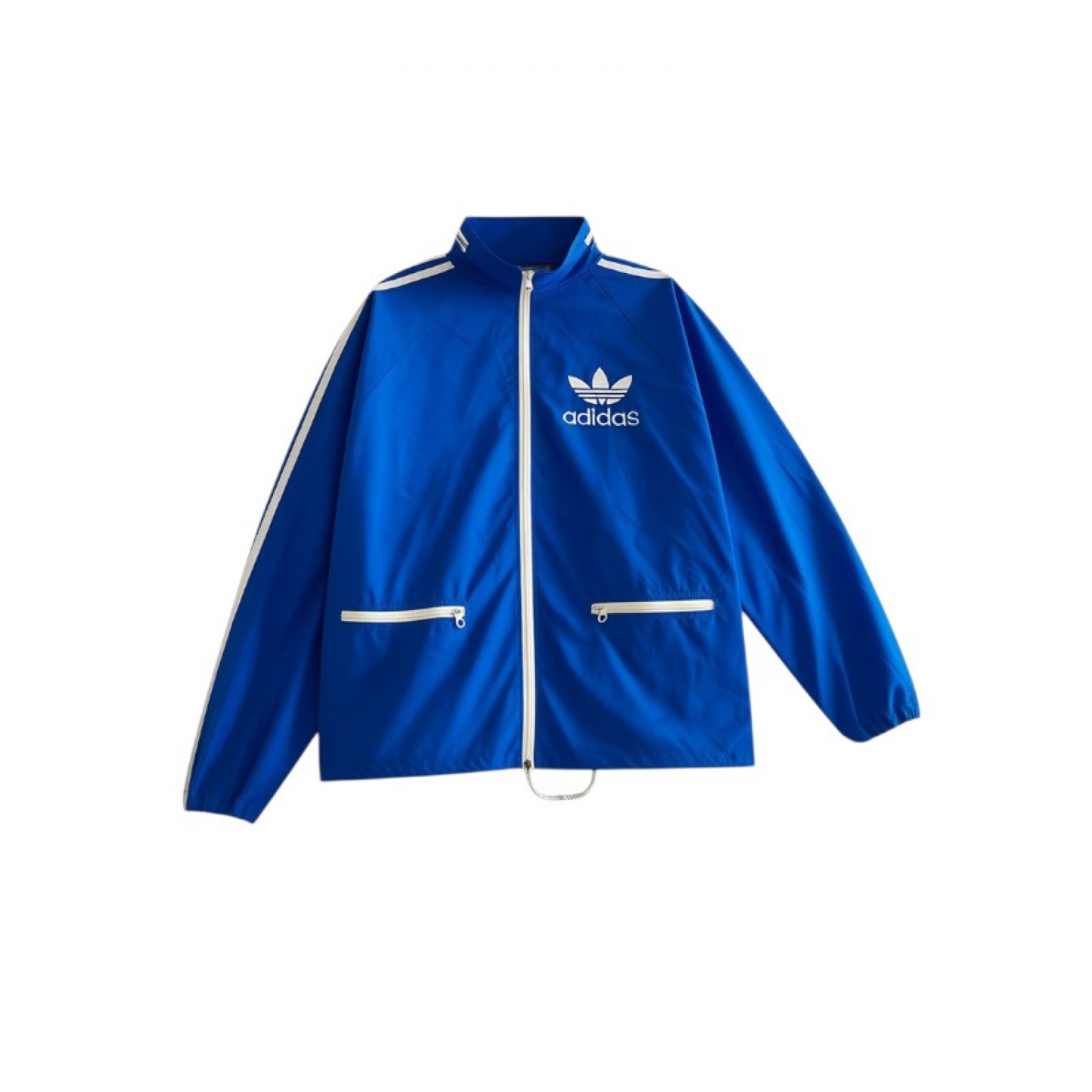 Adidas Originals Μπλε Αντιανεμικό με Trefoil και Λευκές Ρίγες – Μέγεθος XL / Pre-Owned