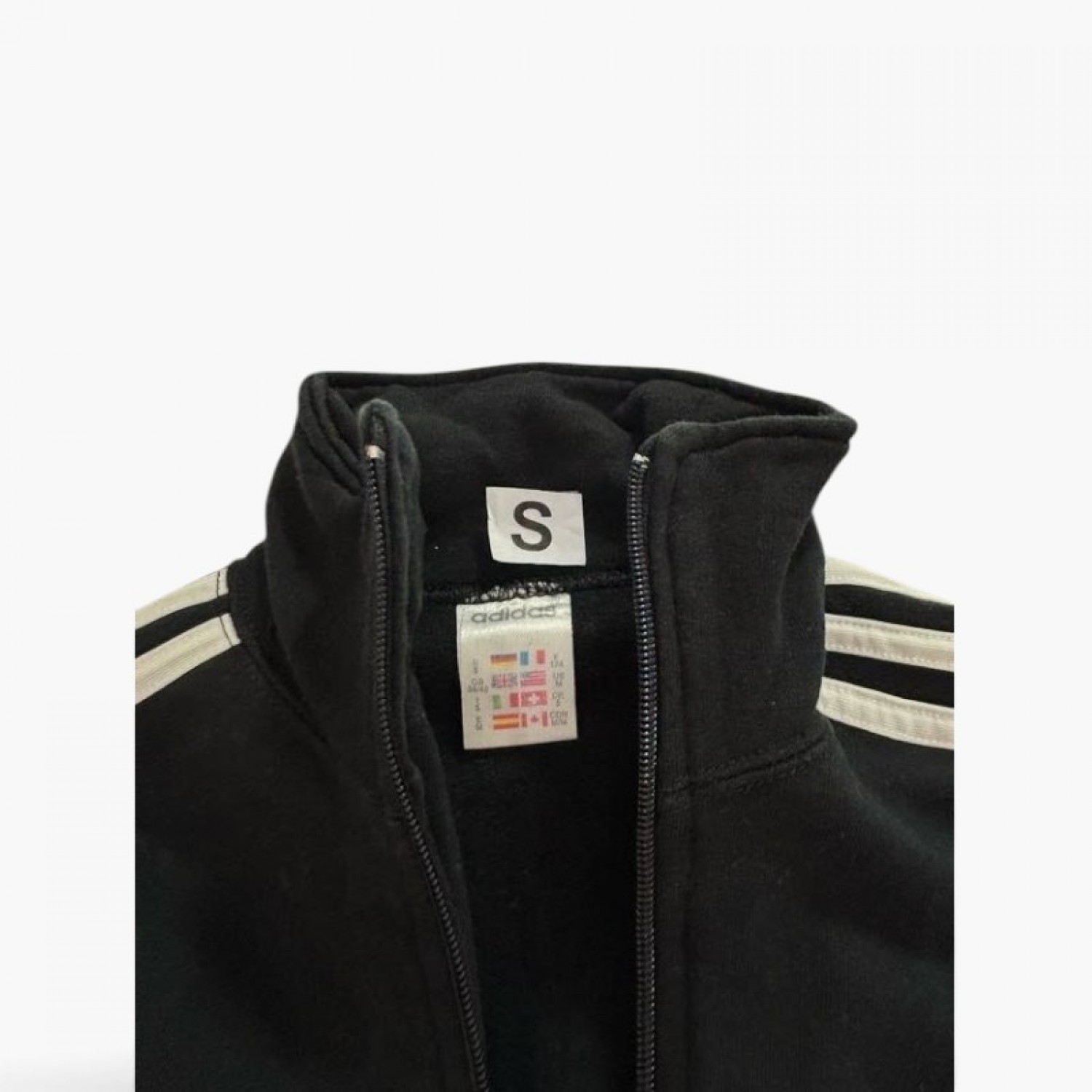 Adidas Track Jacket Μαύρη με 3-Stripes – Μέγεθος S / Pre-Owned