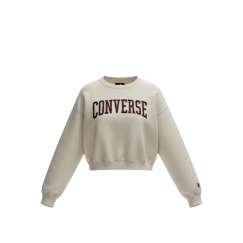 Converse Γυναικείο Cropped Sweatshirt Εκρού με Logo – Μέγεθος M / Pre-Owned