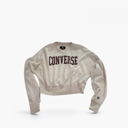 Converse Γυναικείο Cropped Sweatshirt Εκρού με Logo – Μέγεθος M / Pre-Owned