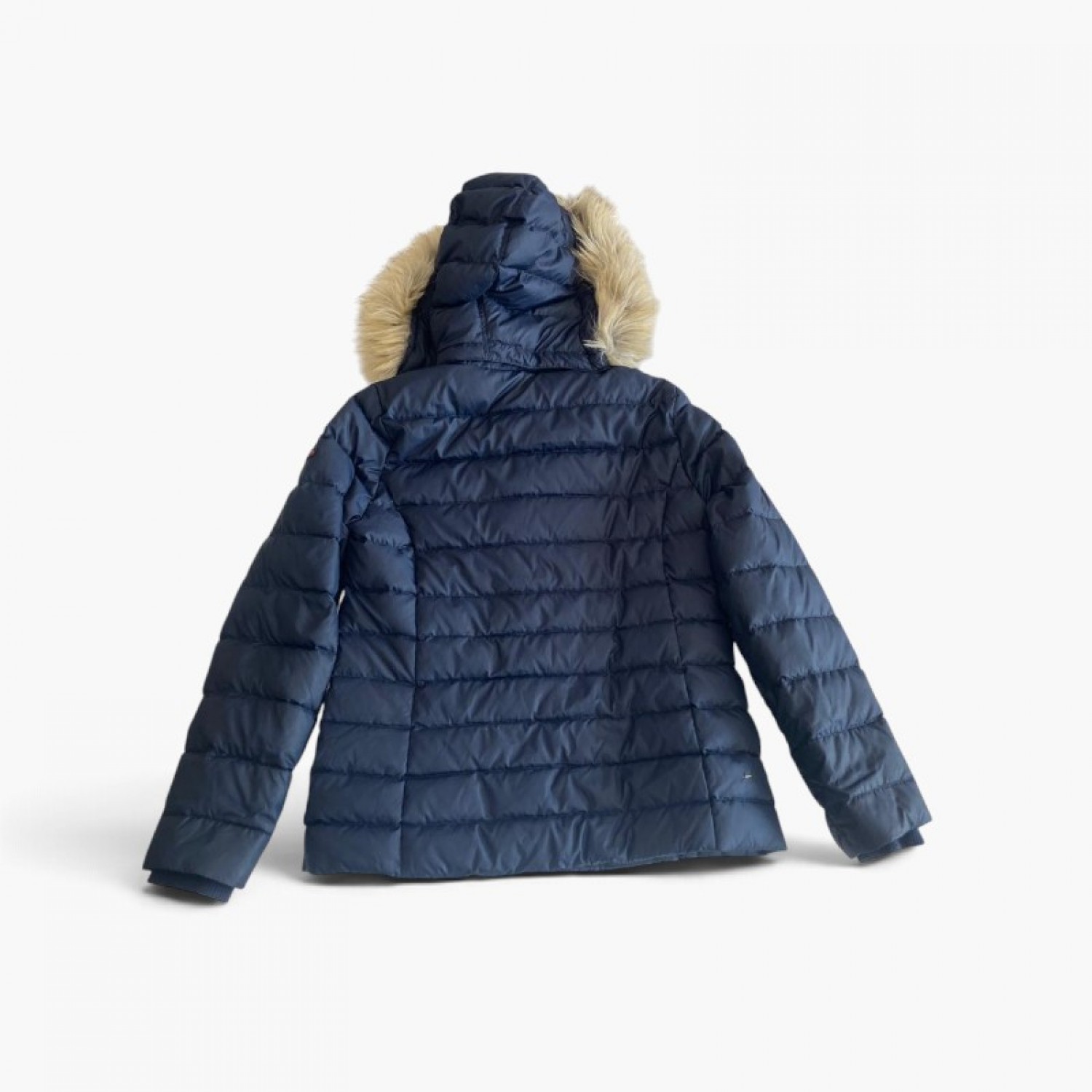 Tommy Jeans Μπλε Puffer Jacket με Γούνινη Κουκούλα – XL / Pre-Owned