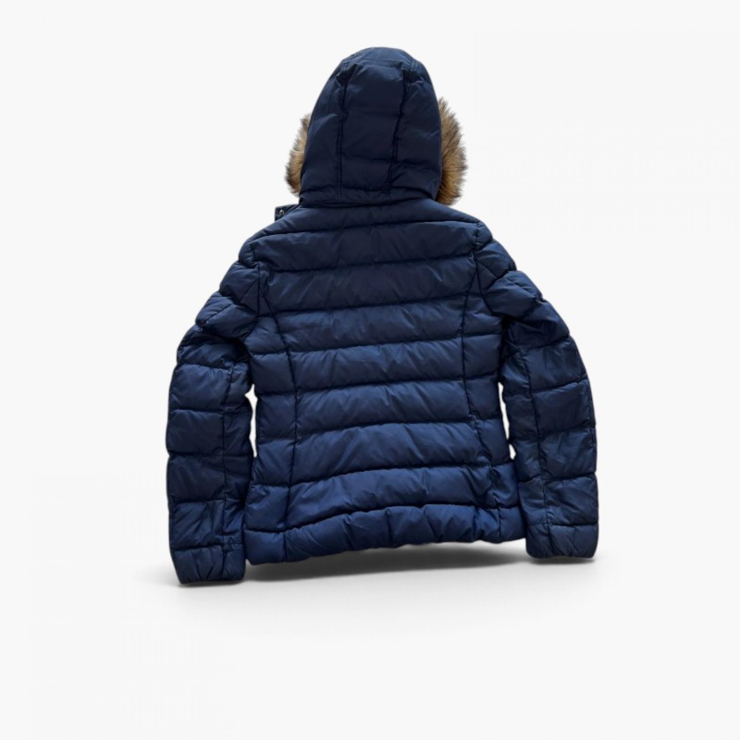 Hilfiger Denim Μπλε Puffer Μπουφάν με Γούνινη Κουκούλα – Μέγεθος M / Pre-Owned