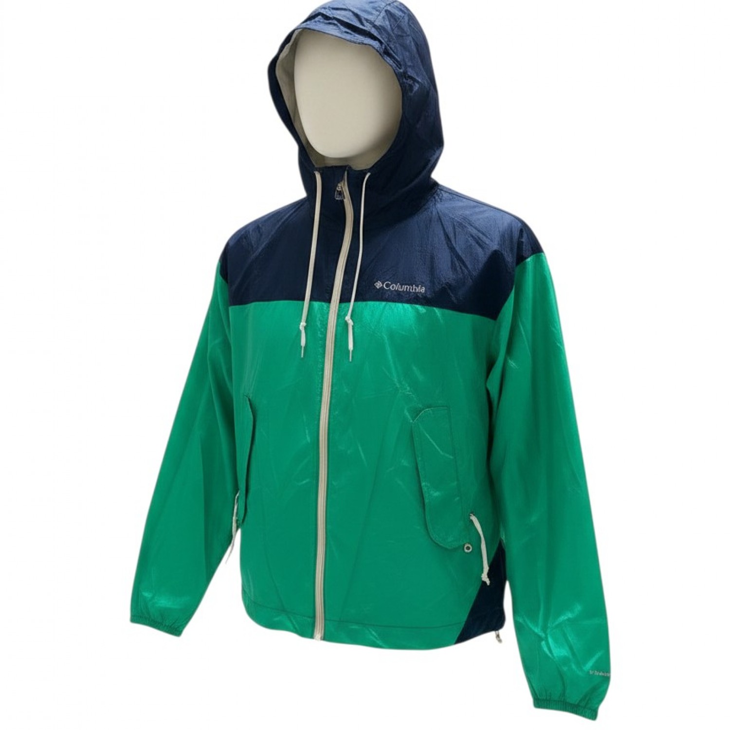 Columbia Colorblock Αντιανεμικό Μπουφάν με Fleece Επένδυση Πράσινο/Navy – Μέγεθος M / Pre-Owned