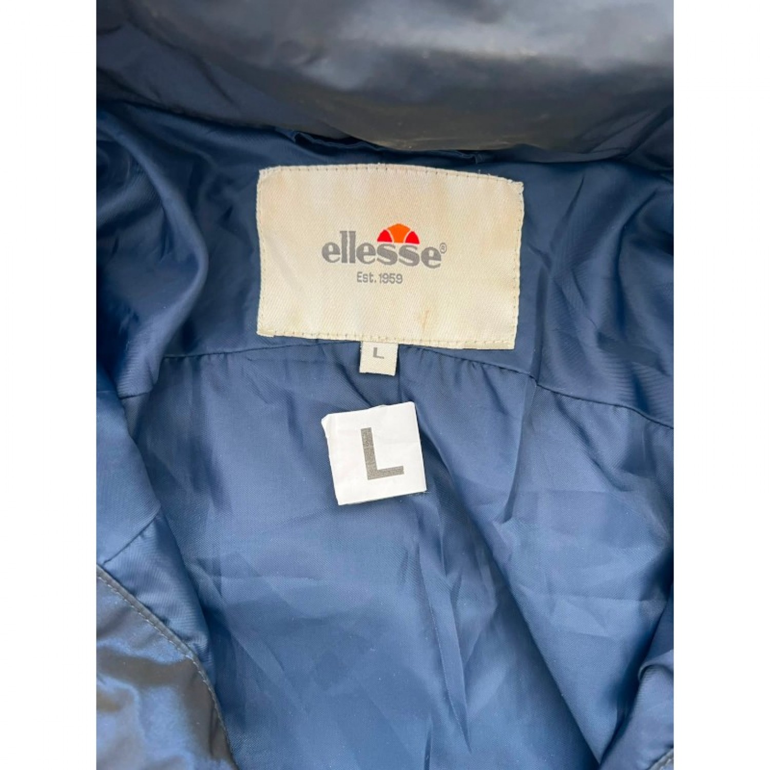 Ellesse Μπλε Μακρύ Μπουφάν Parka με Κουκούλα και Χρυσές Λεπτομέρειες – Μέγεθος L / Pre-Owned