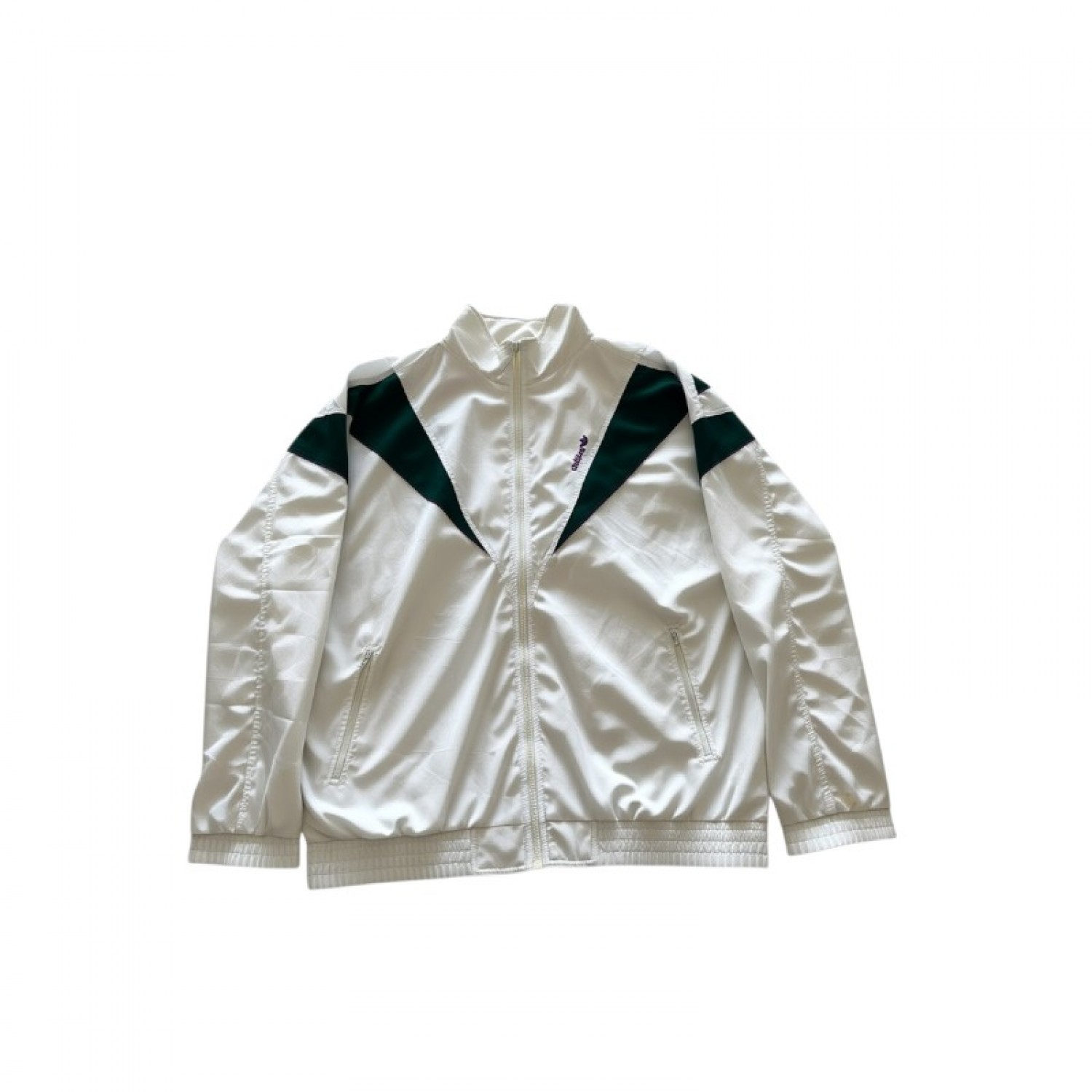 Adidas Vintage Λευκό Πράσινο Track Jacket – Μέγεθος XXL / Pre-Owned