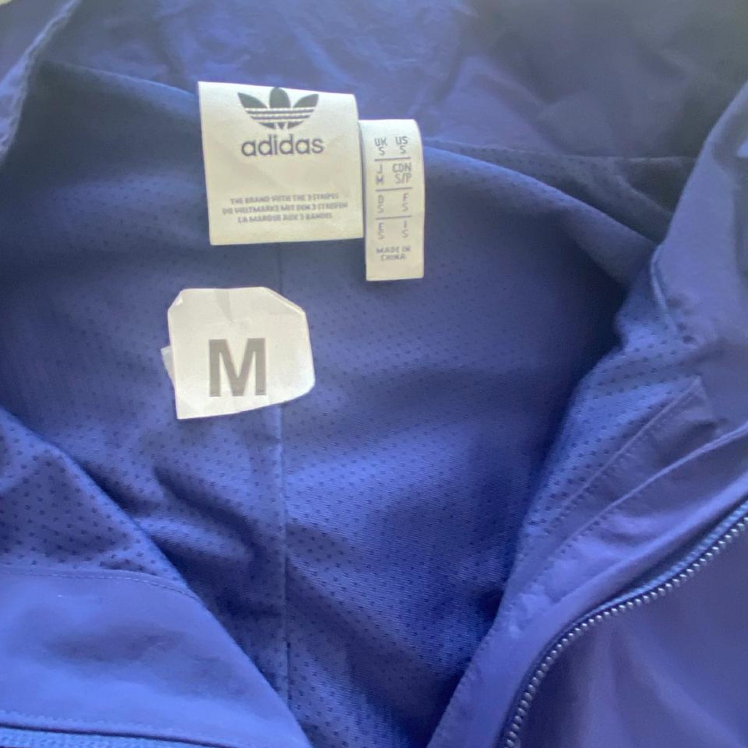 Adidas Μπλε και Navy Αθλητικό Jacket με Λευκές Ρίγες – Μέγεθος M / Pre-Owned
