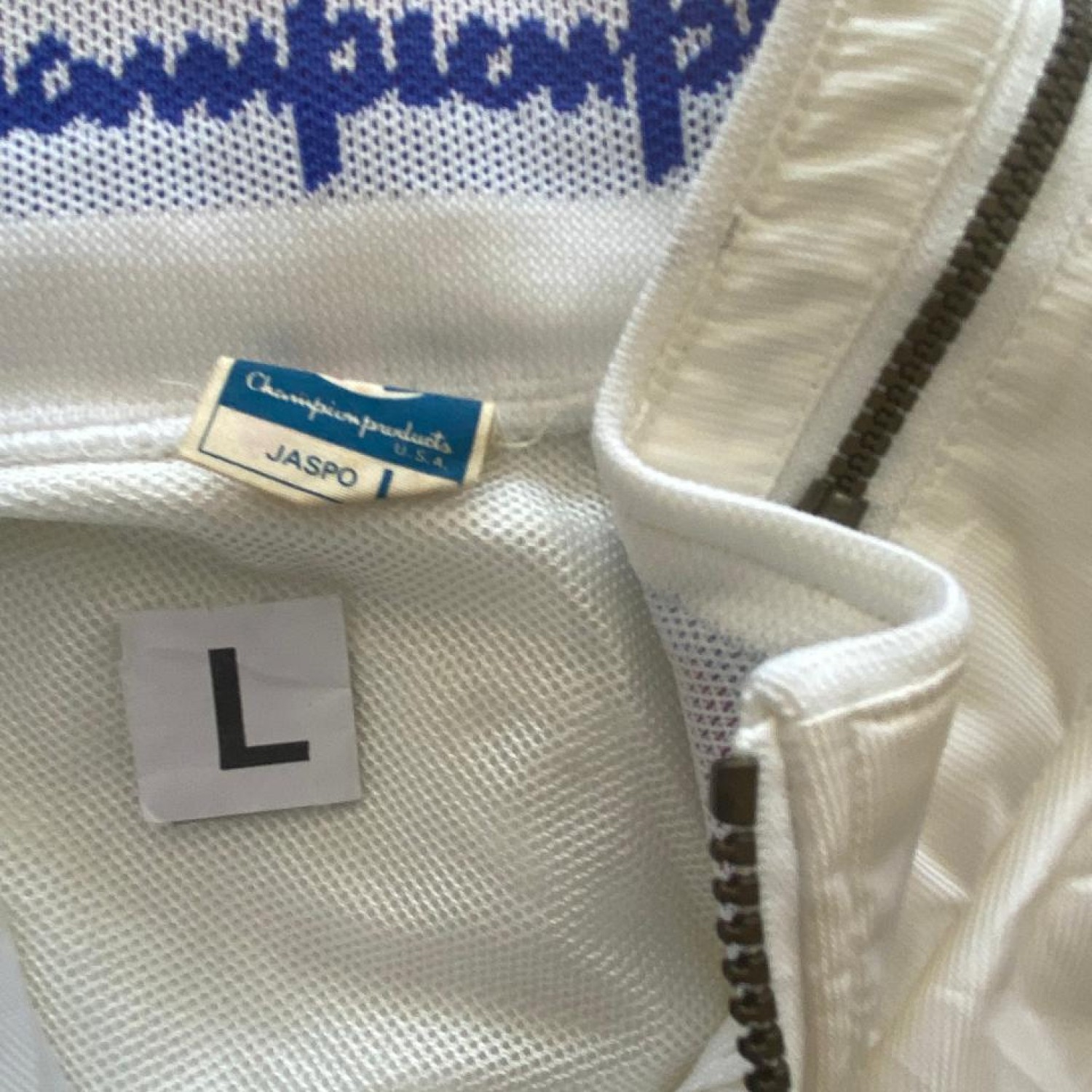 Vintage Champion Λευκό Αντιανεμικό Jacket – Μέγεθος L / Pre-Owned