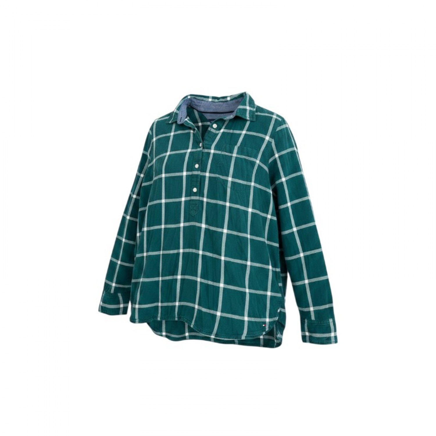 Tommy Hilfiger Πράσινο Καρό Πουκάμισο Henley με Μακριά Μανίκια – Μέγεθος M / Pre-Owned
