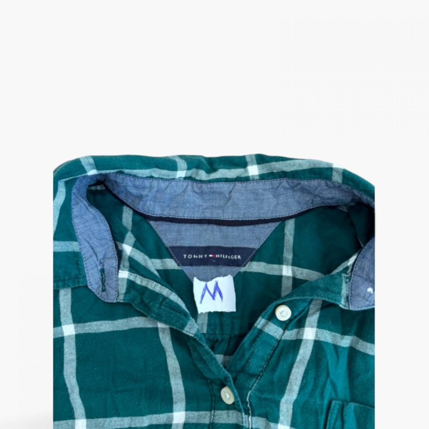 Tommy Hilfiger Πράσινο Καρό Πουκάμισο Henley με Μακριά Μανίκια – Μέγεθος M / Pre-Owned