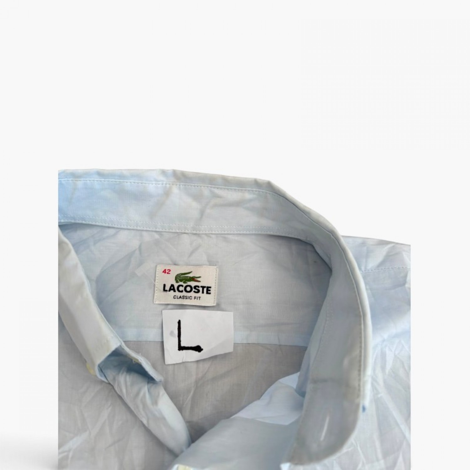 Lacoste Classic Fit Γαλάζιο Μακρυμάνικο Πουκάμισο – Μέγεθος L / 42 / Pre-Owned