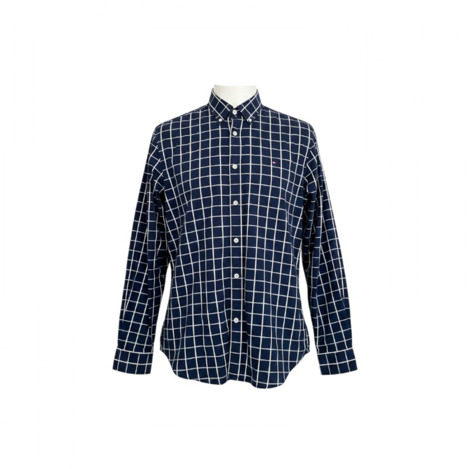 Tommy Hilfiger Custom Fit Μπλε Καρό Πουκάμισο – Μέγεθος XL / Pre-Owned