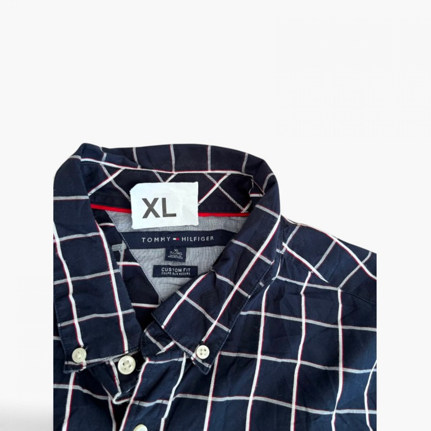 Tommy Hilfiger Custom Fit Μπλε Καρό Πουκάμισο – Μέγεθος XL / Pre-Owned