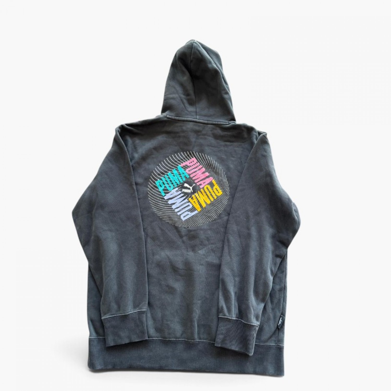 Puma Ανθρακί Φούτερ Hoodie με Πολύχρωμο Graphic – Μέγεθος M / Pre-Owned