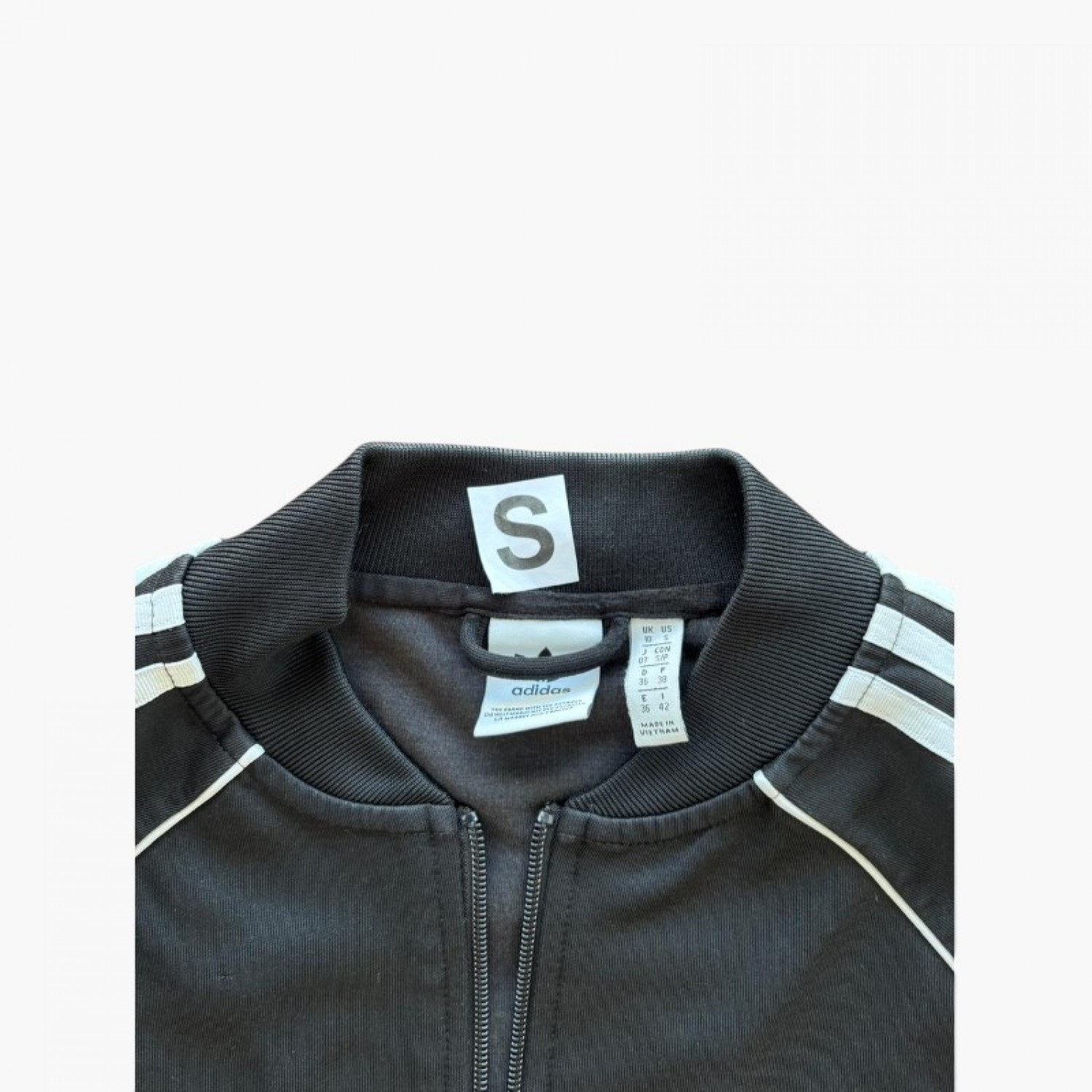 Adidas Originals Μαύρη Ζακέτα Track με Τρεις Ρίγες – Μέγεθος S / Pre-Owned