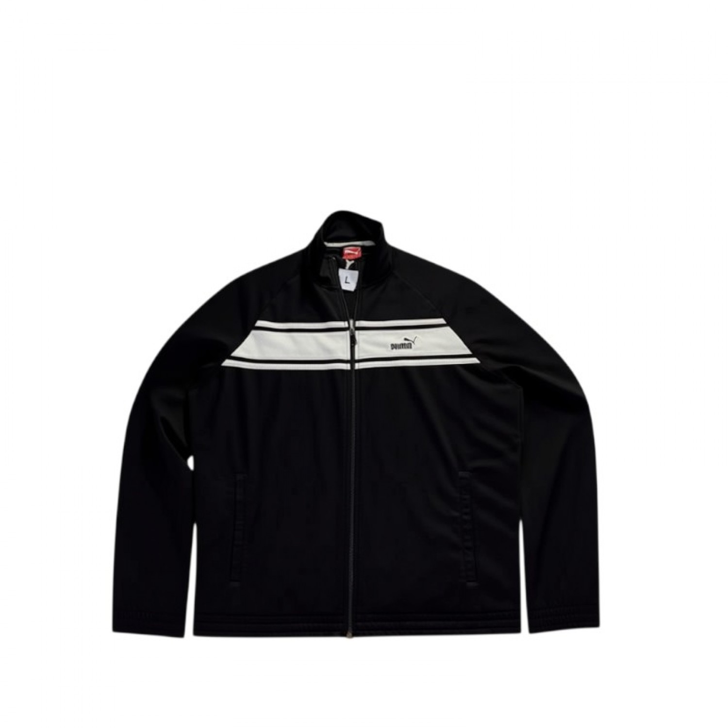 Puma Track Jacket Μαύρη με Λευκή Λωρίδα – Μέγεθος L / Pre-Owned