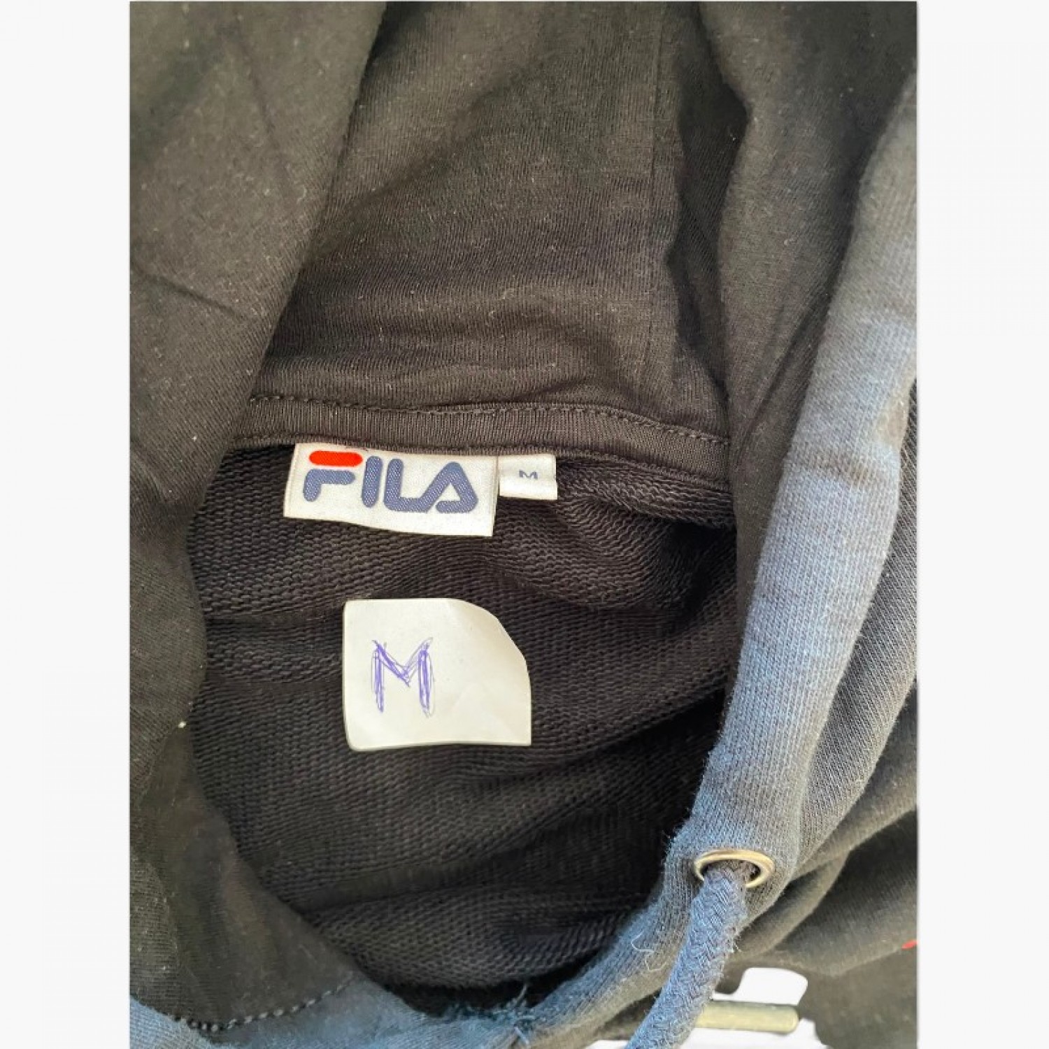 Fila Μαύρο Φούτερ Hoodie με Logo Tape – Μέγεθος M / Pre-Owned