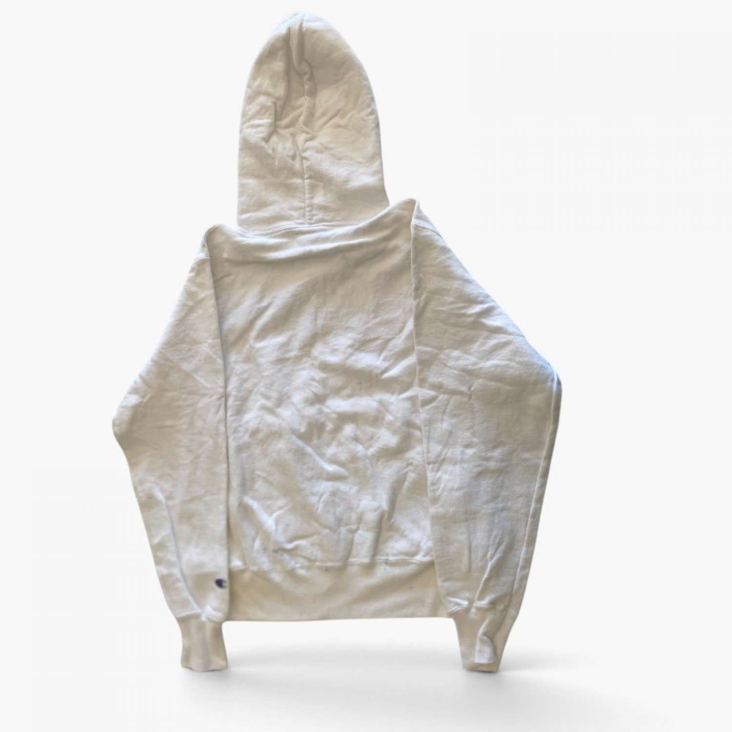 Champion Εκρού Φούτερ Hoodie με Κεντημένο Λογότυπο – Μέγεθος S / Pre-Owned
