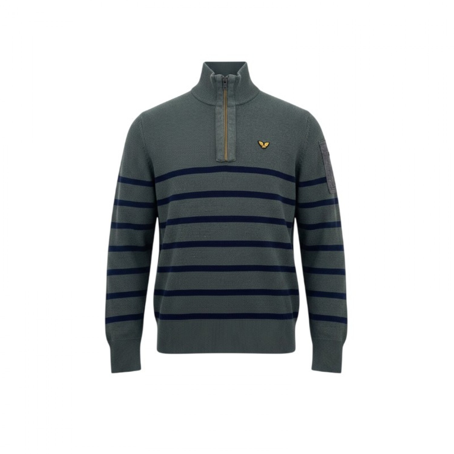 PME Legend Γκρι Ριγέ Πουλόβερ Half-Zip – Μέγεθος M / Pre-Owned