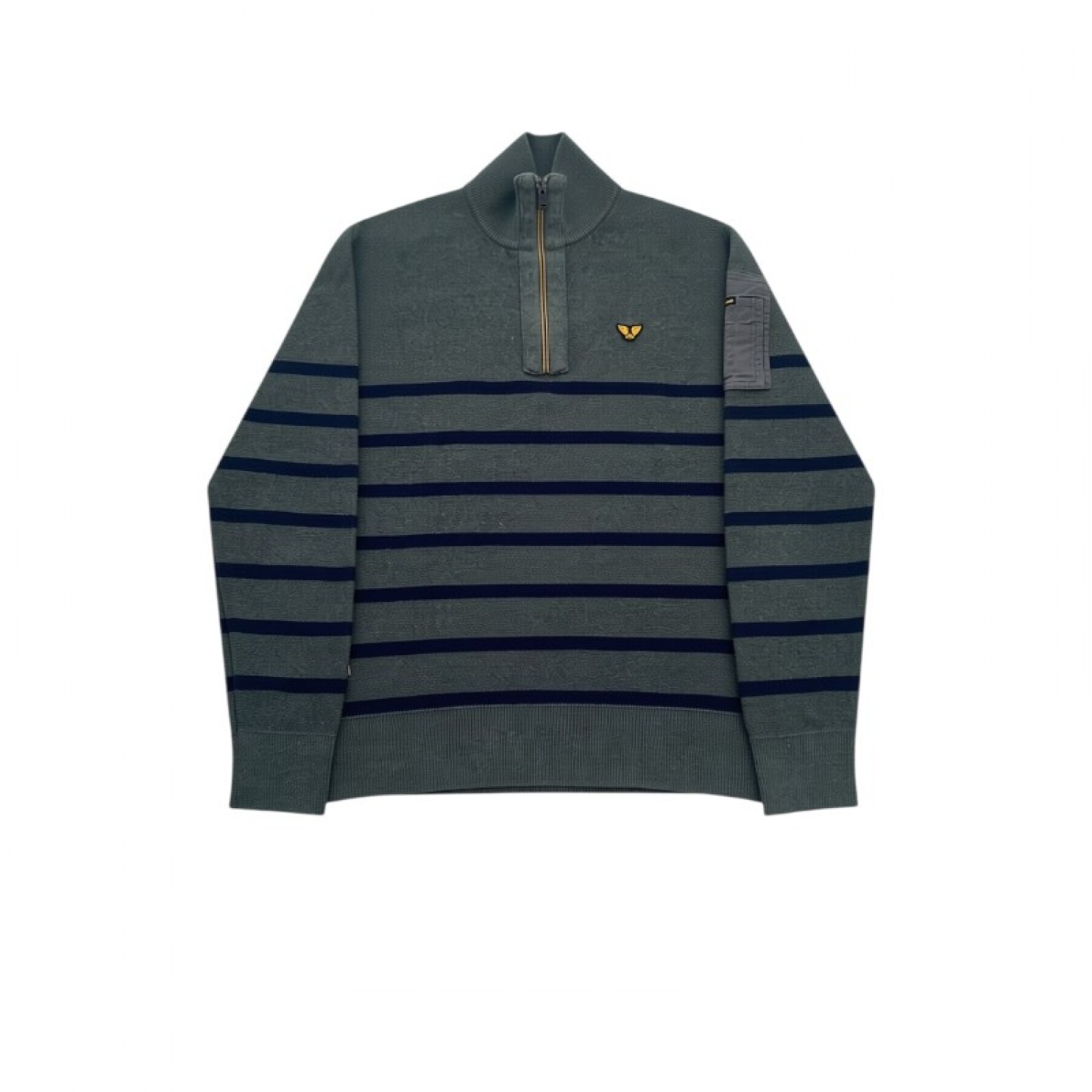 PME Legend Γκρι Ριγέ Πουλόβερ Half-Zip – Μέγεθος M / Pre-Owned