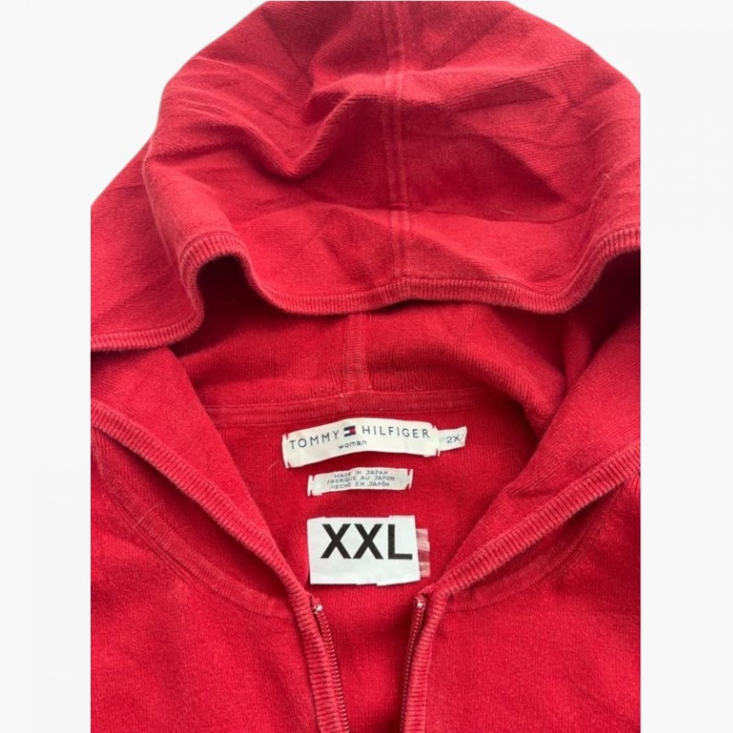 Tommy Hilfiger Full Zip Hoodie Κόκκινο XXL / Pre-Owned